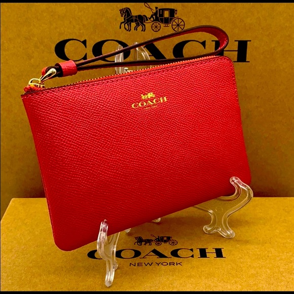 COACH CORNER ZIP WRISTLET Bight red - Picture 3 of 9
